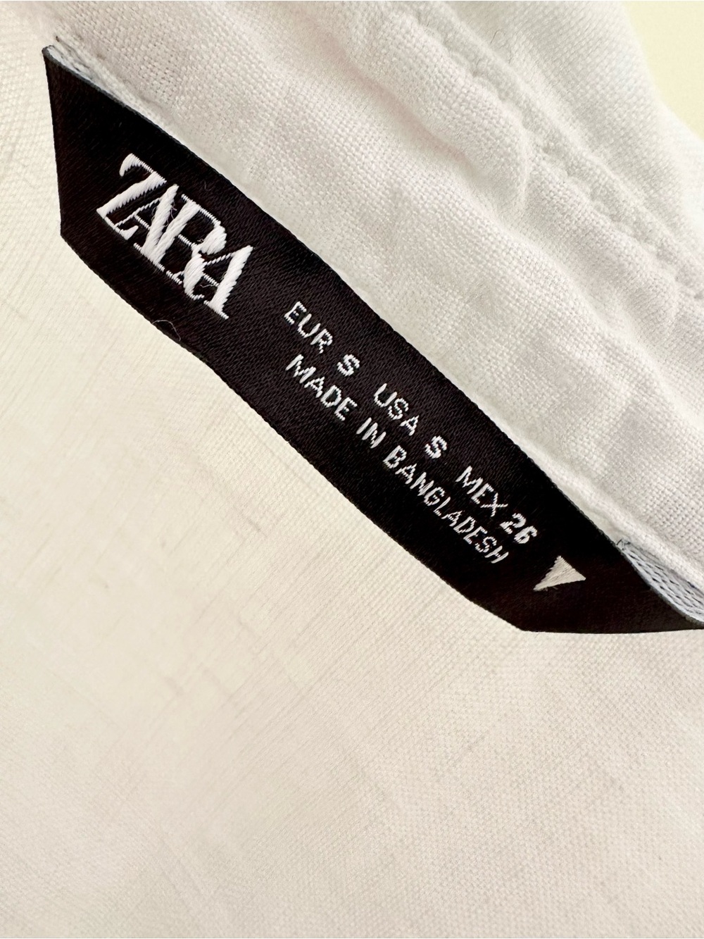 Zara White 100% Linen Blend Tie Front Cropped Shirt Top Size Small - Picture 2 of 4